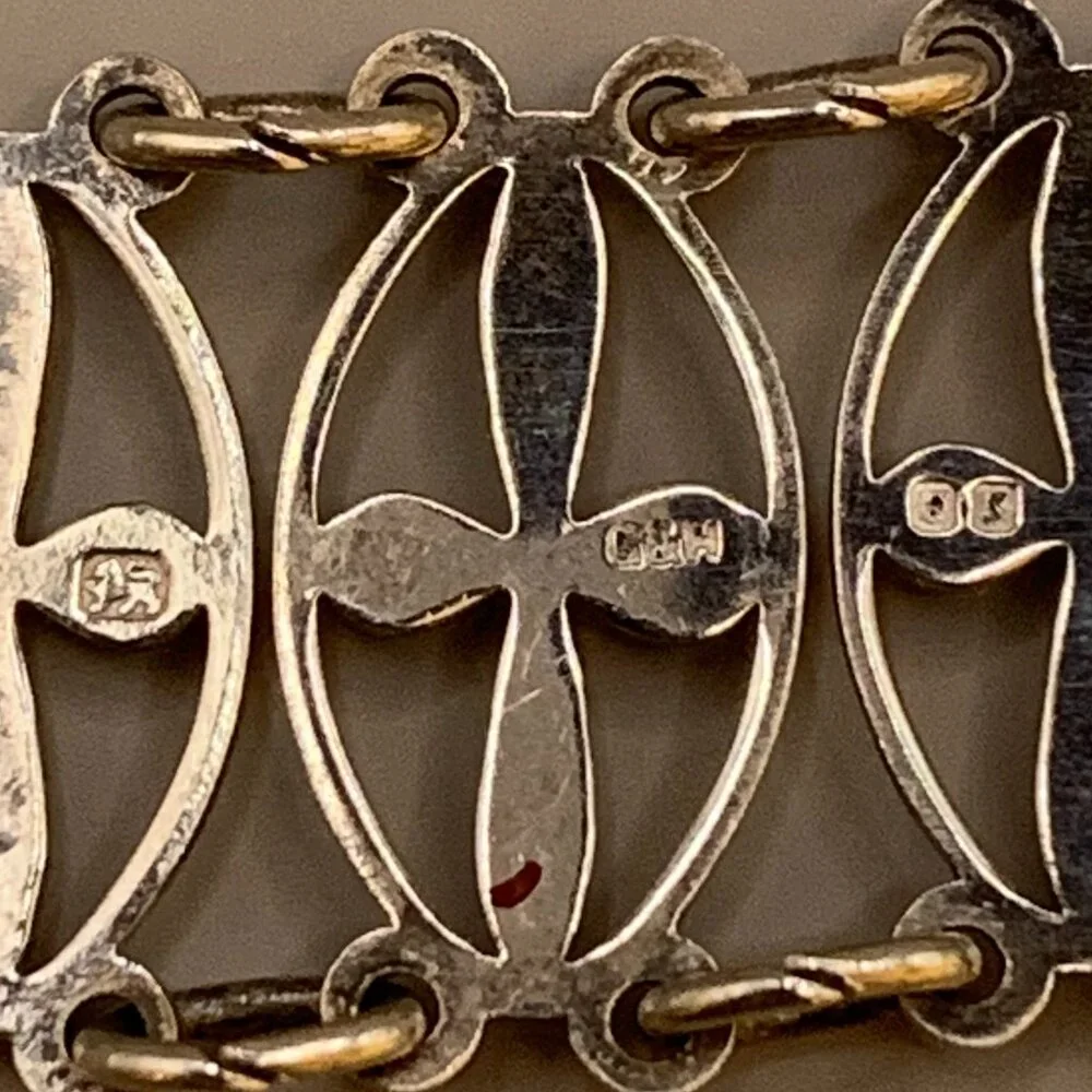 Vtg English Sterling Silver 925 Cross Link Bracelet Hallmarked J538